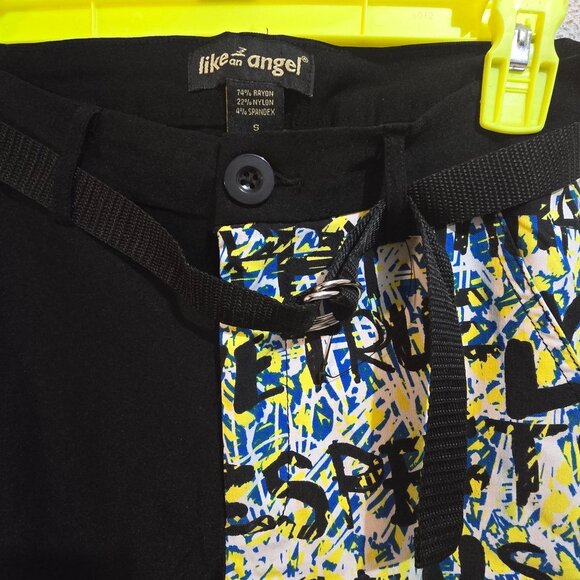 Vintage hip hop Half-Black & Abstract Print Joggers  Size S  Like An Angel  Rayo - Picture 2 of 5